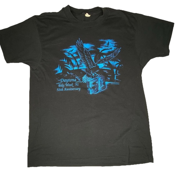Vintage Daytona Bike Week 50th Anniversary Shirt 1991 Sz L Single Stitch USA - Picture 1 of 7
